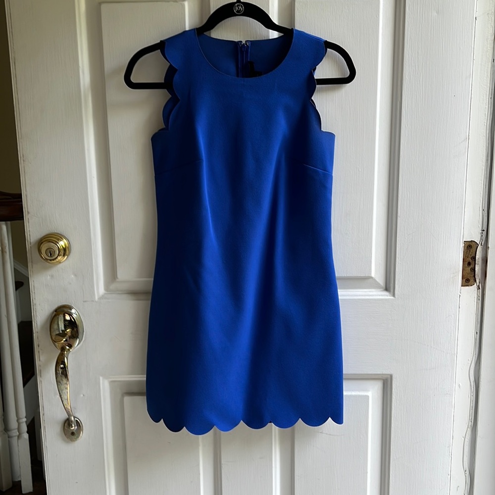 J. Crew Mediterranean Blue Scalloped Shift Dress